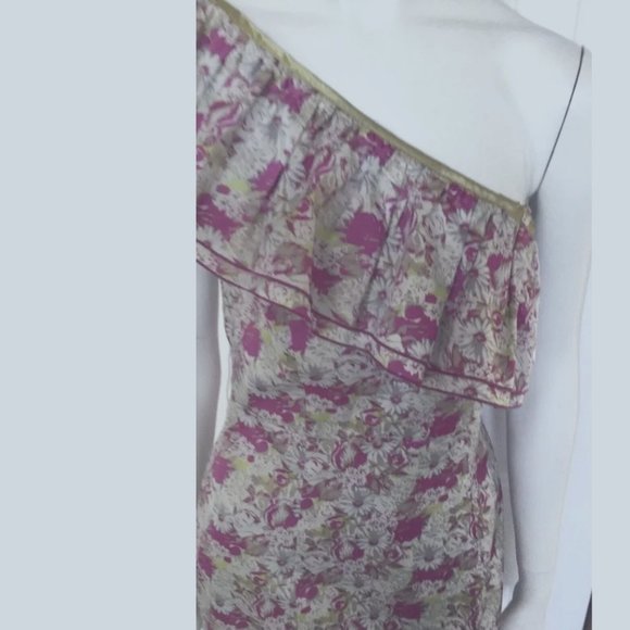 One Shoulder Lined Floral Party Dress SZ Jr. Med NWOT - Picture 5 of 7